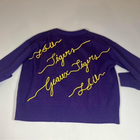 KadyLuxe Women's Purple LSU Tigers Love Note Embroidered Sweater- Small - Picture 9 of 9